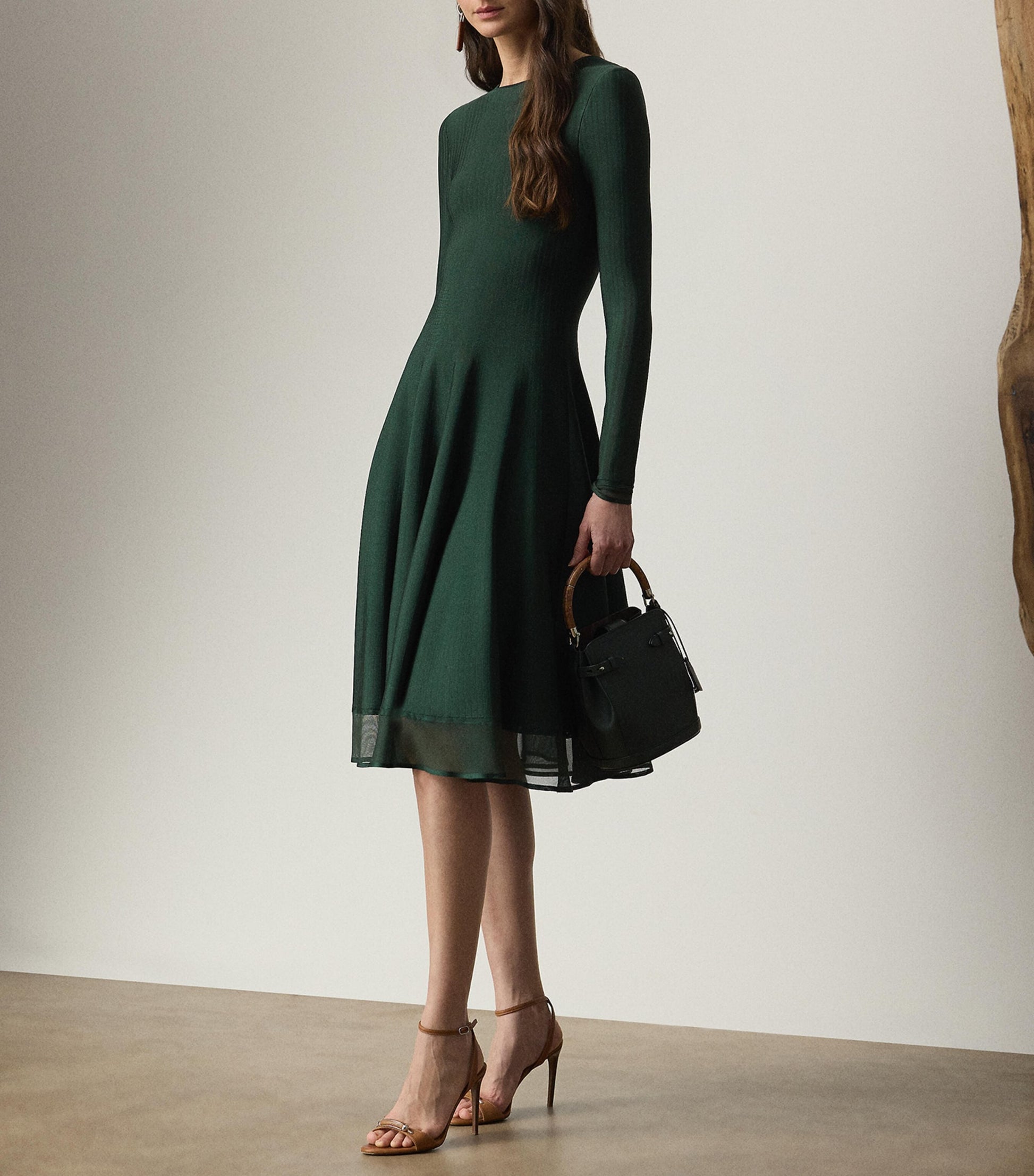 Ralph Lauren Collection Green Sheer Edge Midi Dress