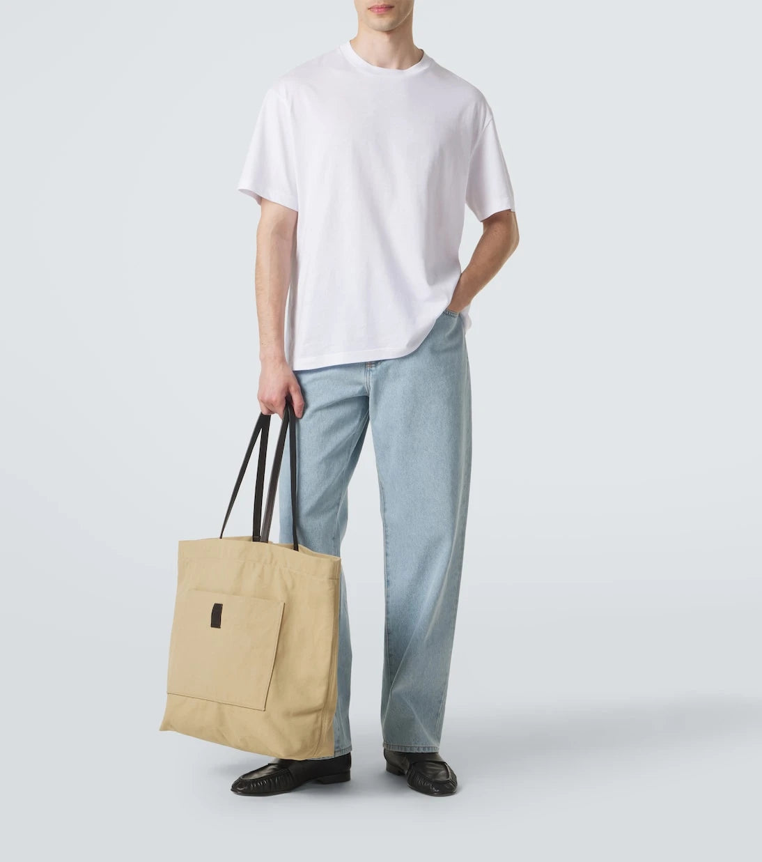 The Row - Tori leather-trimmed canvas tote bag