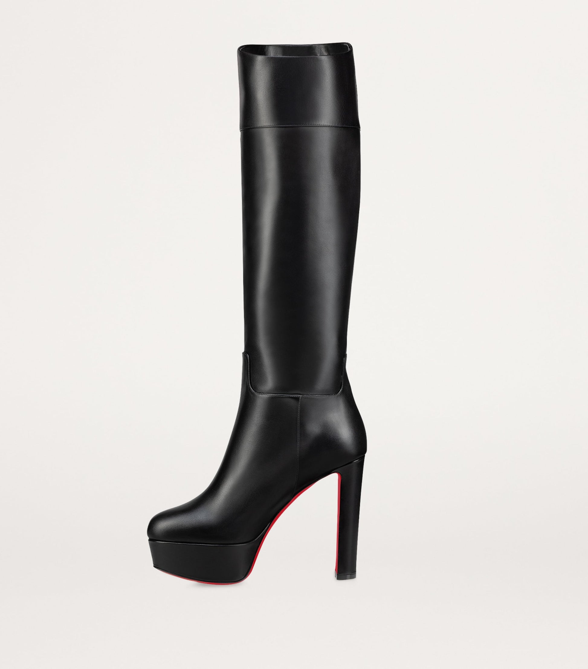 Christian Louboutin Black Loo Botta Alta Leather Knee-High Boots 130
