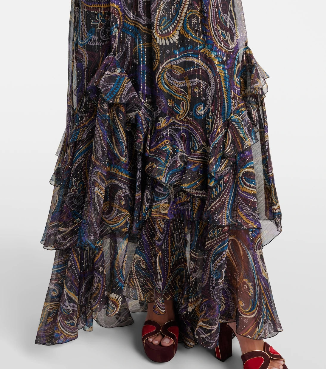 Etro - Paisley plissé silk-blend maxi skirt