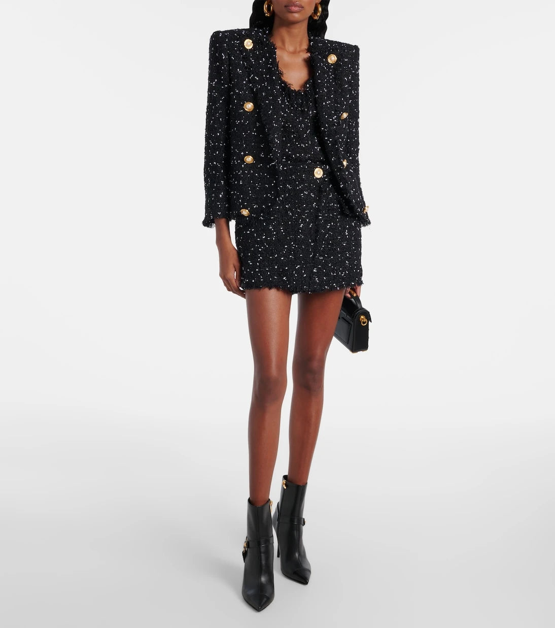 Balmain - تنورة قصيرة من التويد المنقط
