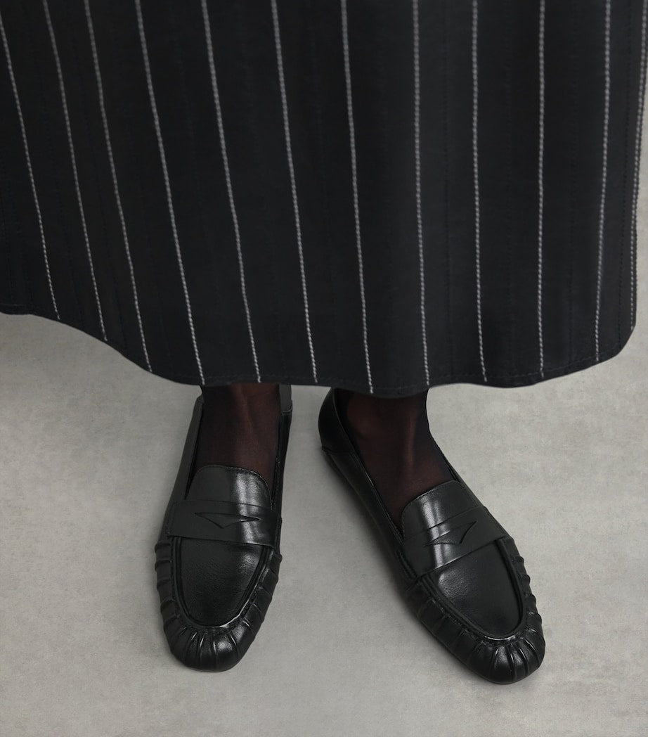 Stuart Weitzman Black Leather Brooks Loafers