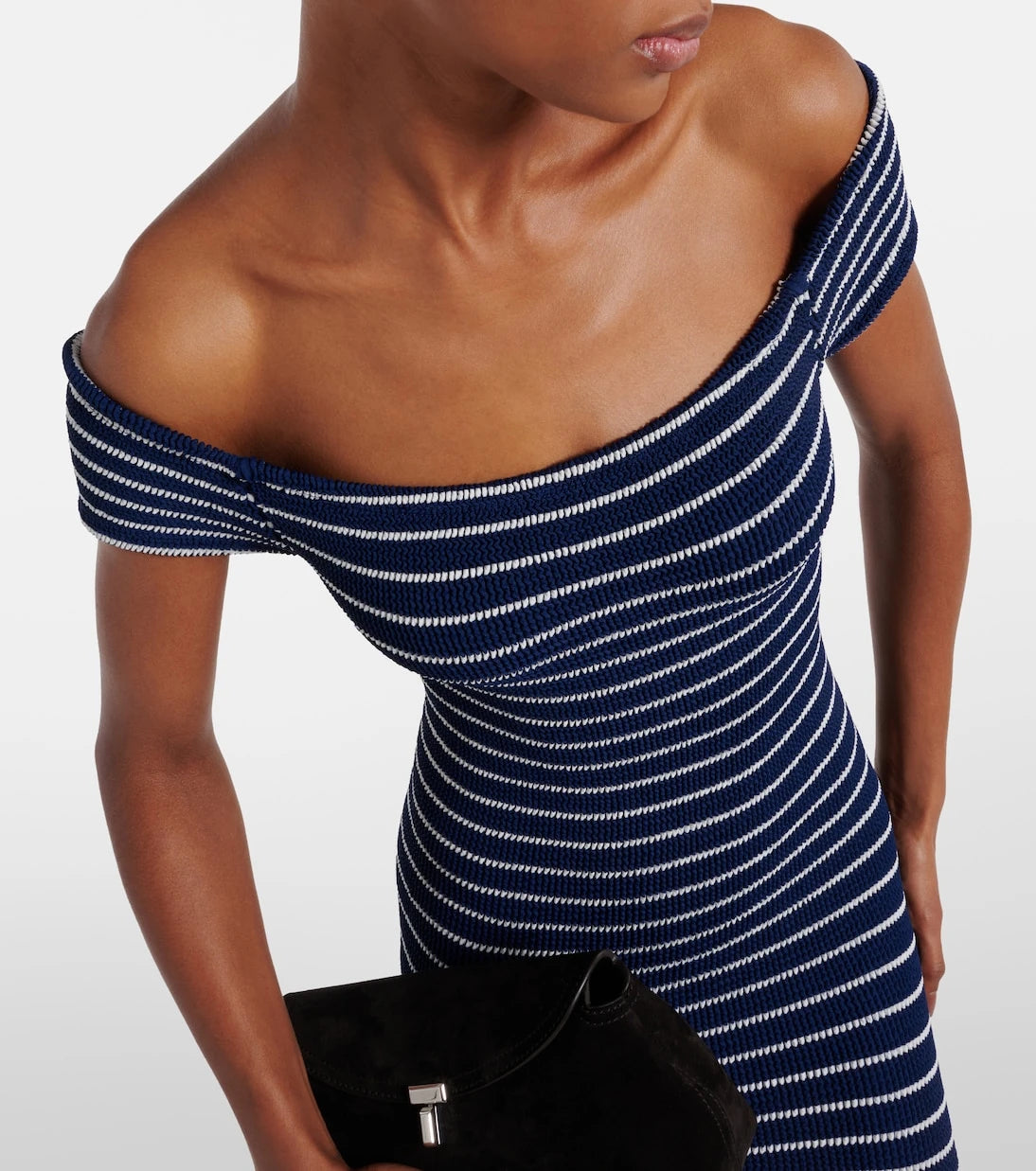Hunza G - Grace striped off-shoulder midi dress