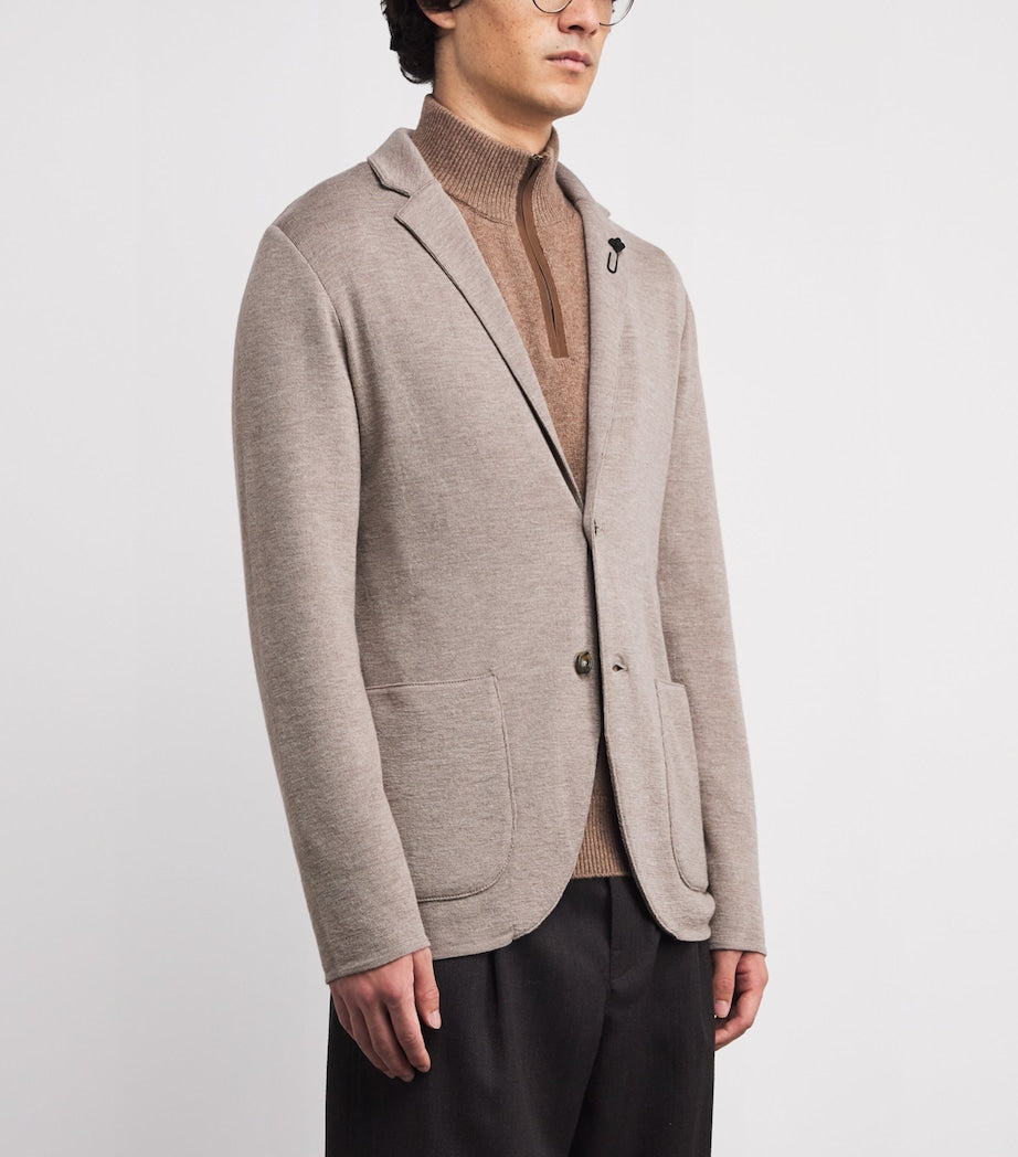 Lardini Beige Virgin Wool Knitted Blazer