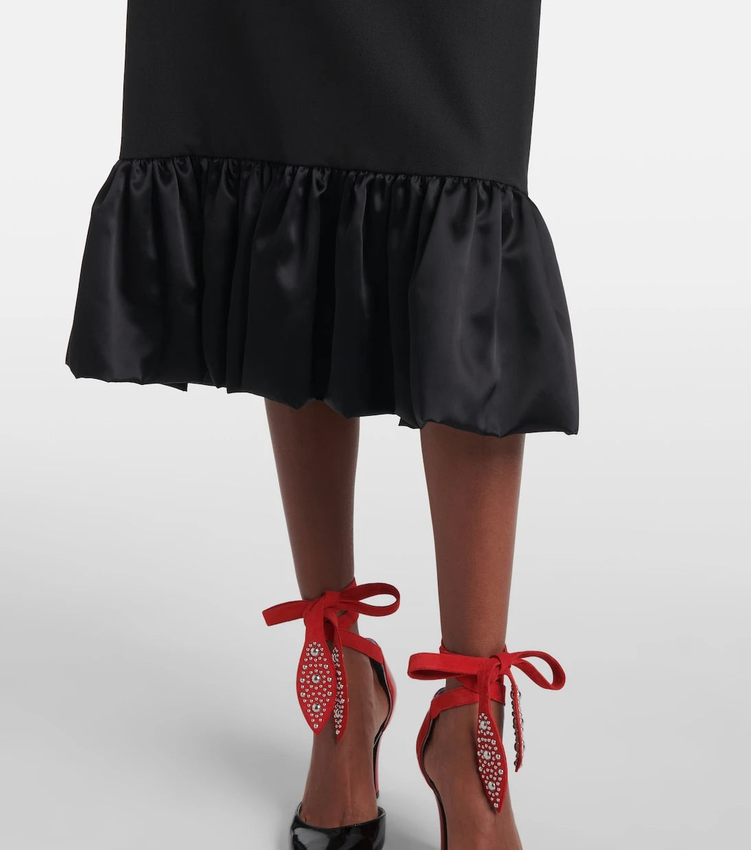 Valentino - Bow-detail virgin wool midi dress