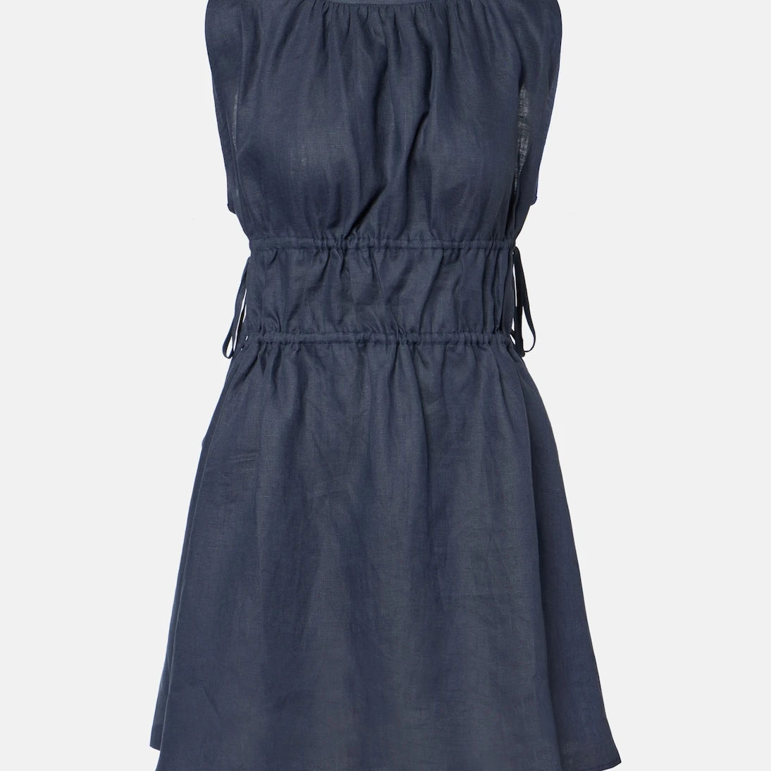 Asceno - Como gathered linen minidress