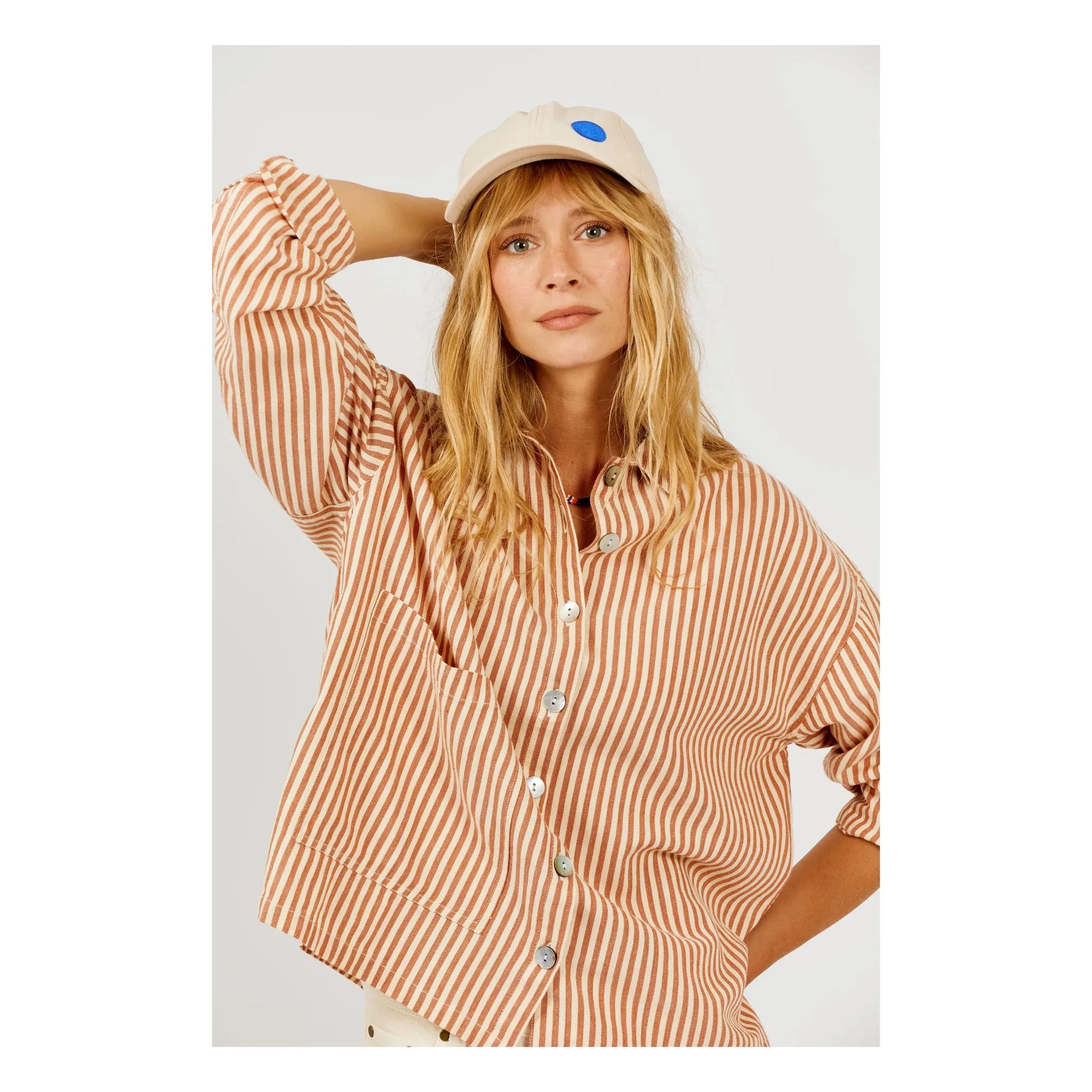 a.p - Cotton Stripes Shirt | Brown