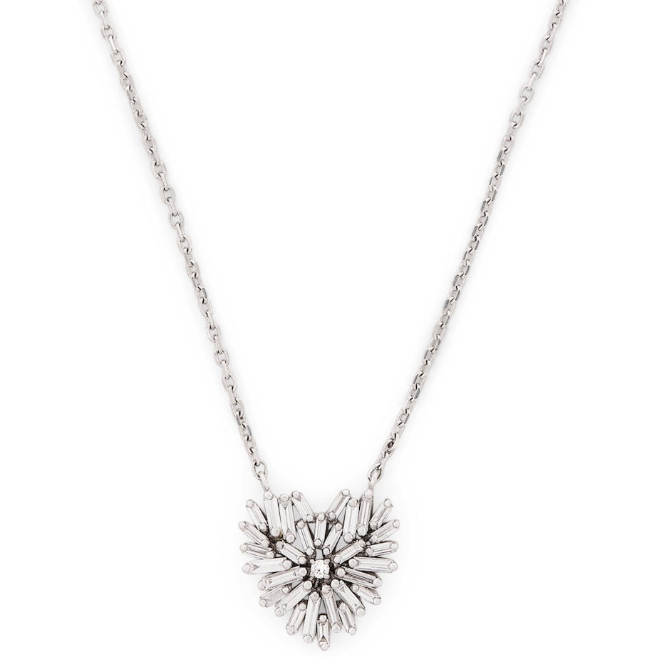 Suzanne Kalan White Gold and Diamond Small Heart Pendant Necklace