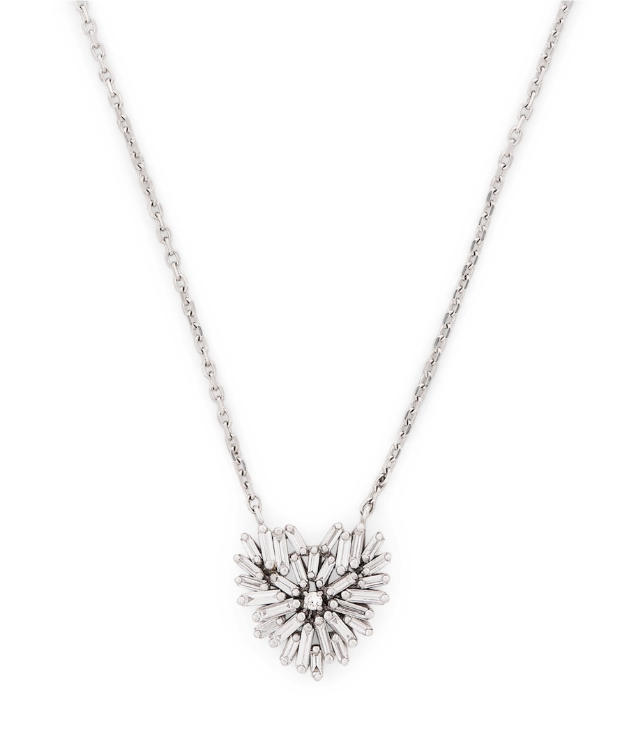 Suzanne Kalan White Gold and Diamond Small Heart Pendant Necklace