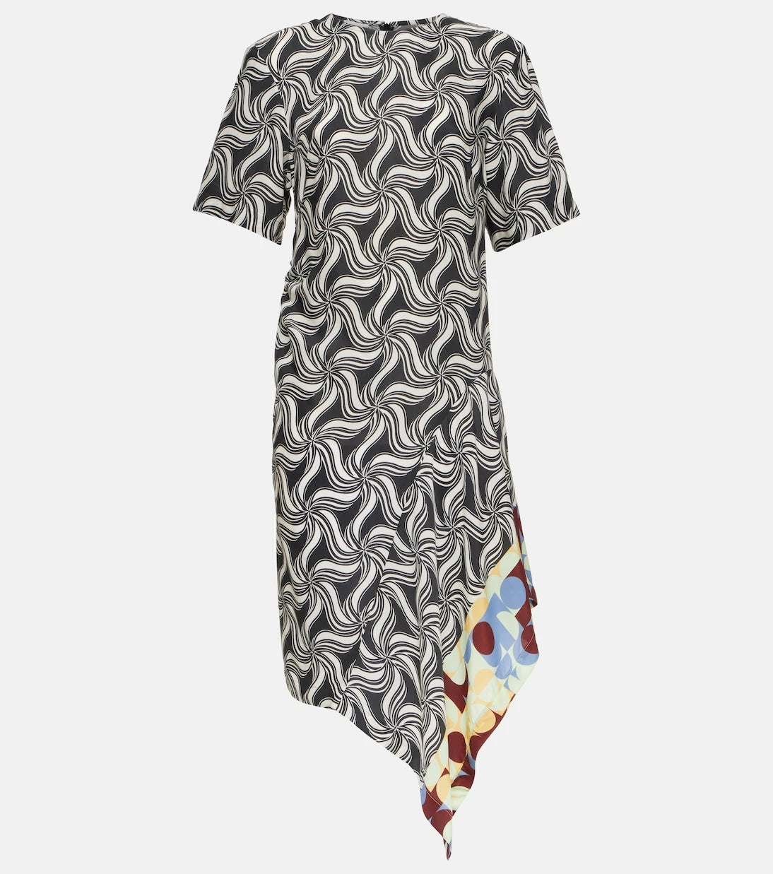 Dries Van Noten - فستان ميدي مطبوع غير متماثل
