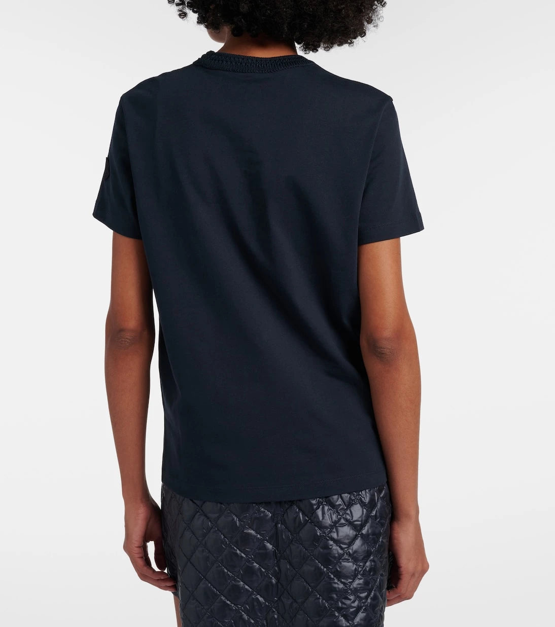 Moncler - Crochet-trimmed cotton jersey T-shirt
