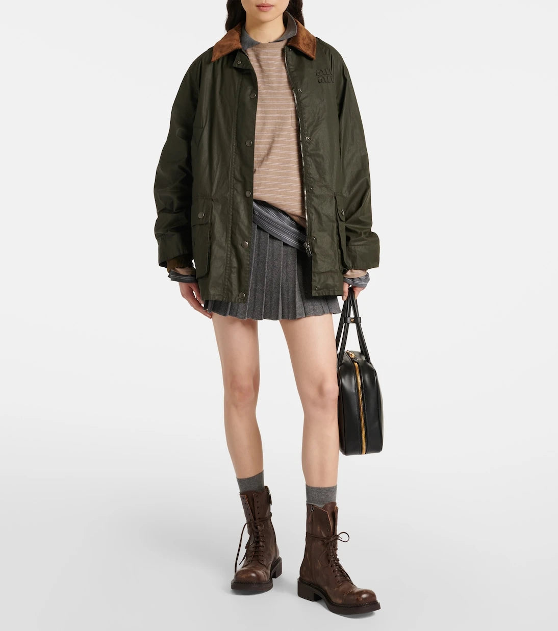 Miu Miu - Corduroy-trimmed poplin jacket