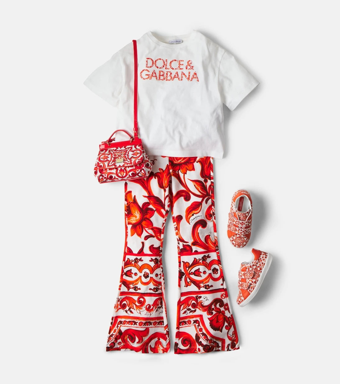 Dolce&Gabbana Kids - Majolica cotton-blend flared pants