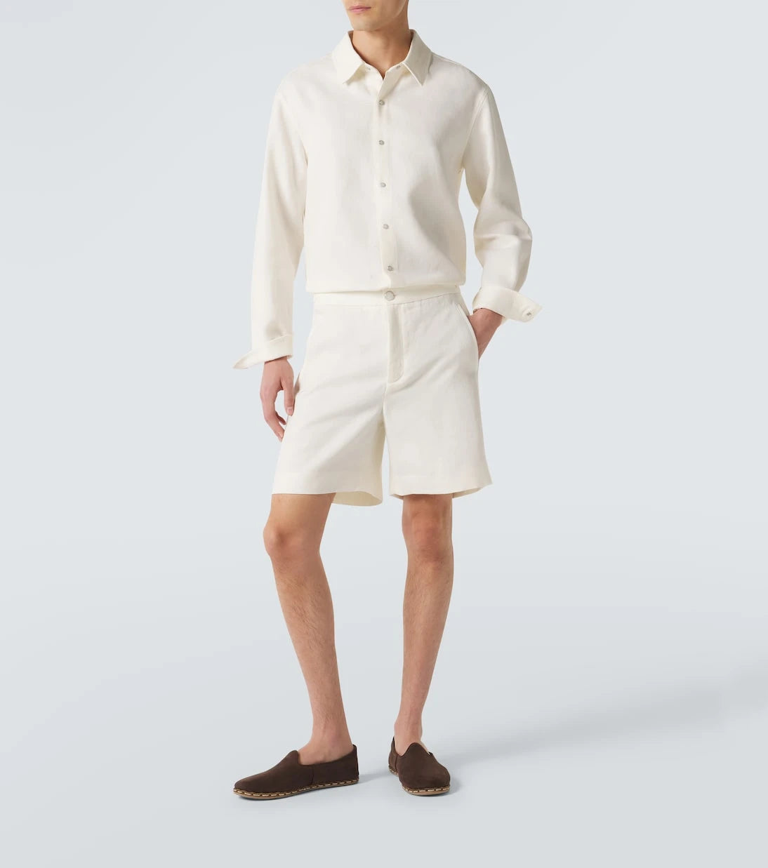 God's True Cashmere - Linen shorts with moonstone
