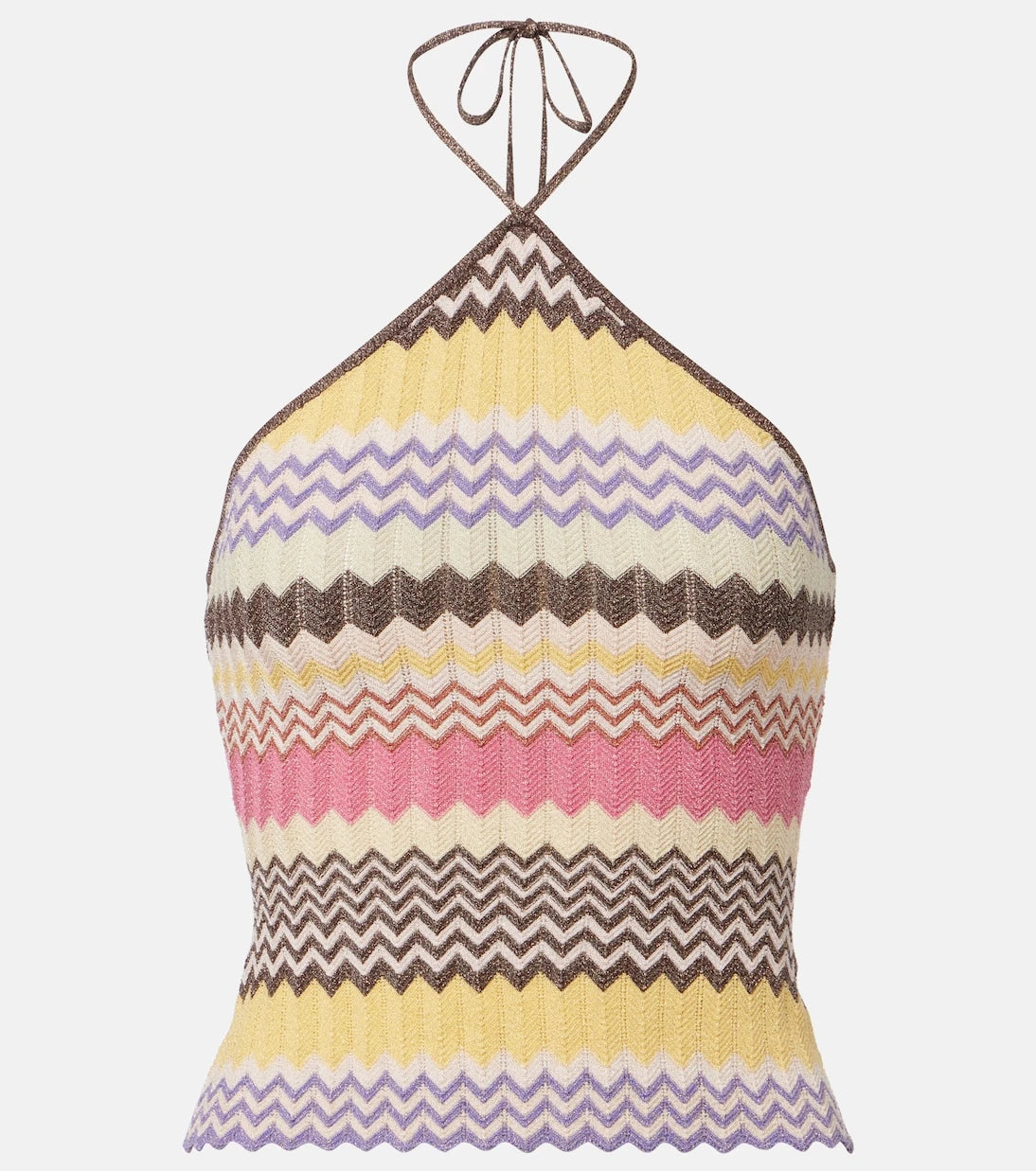 Faithfull - Ria chevron halterneck lamé top
