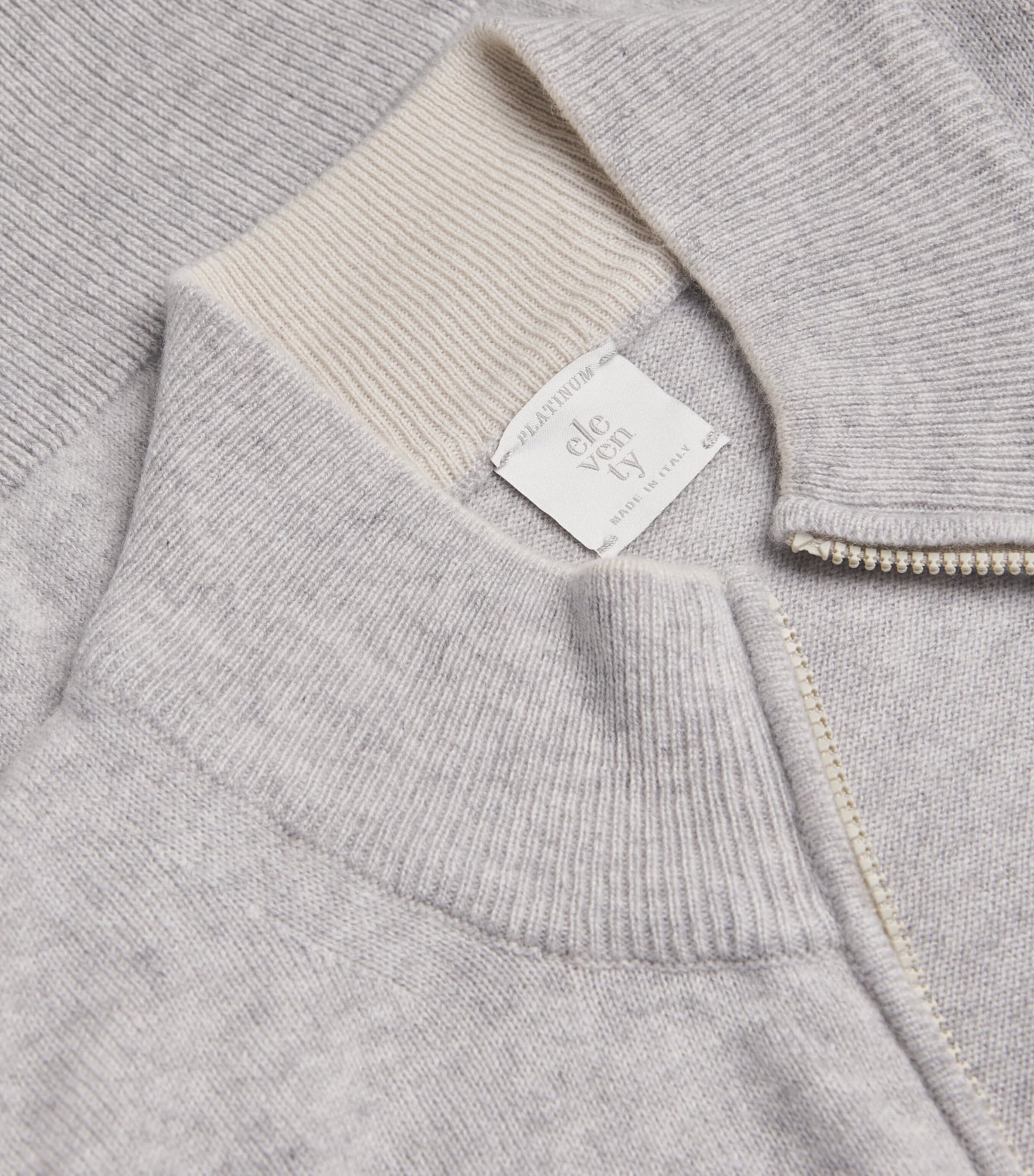 Eleventy Grey Cashmere Zip-Up Sweater