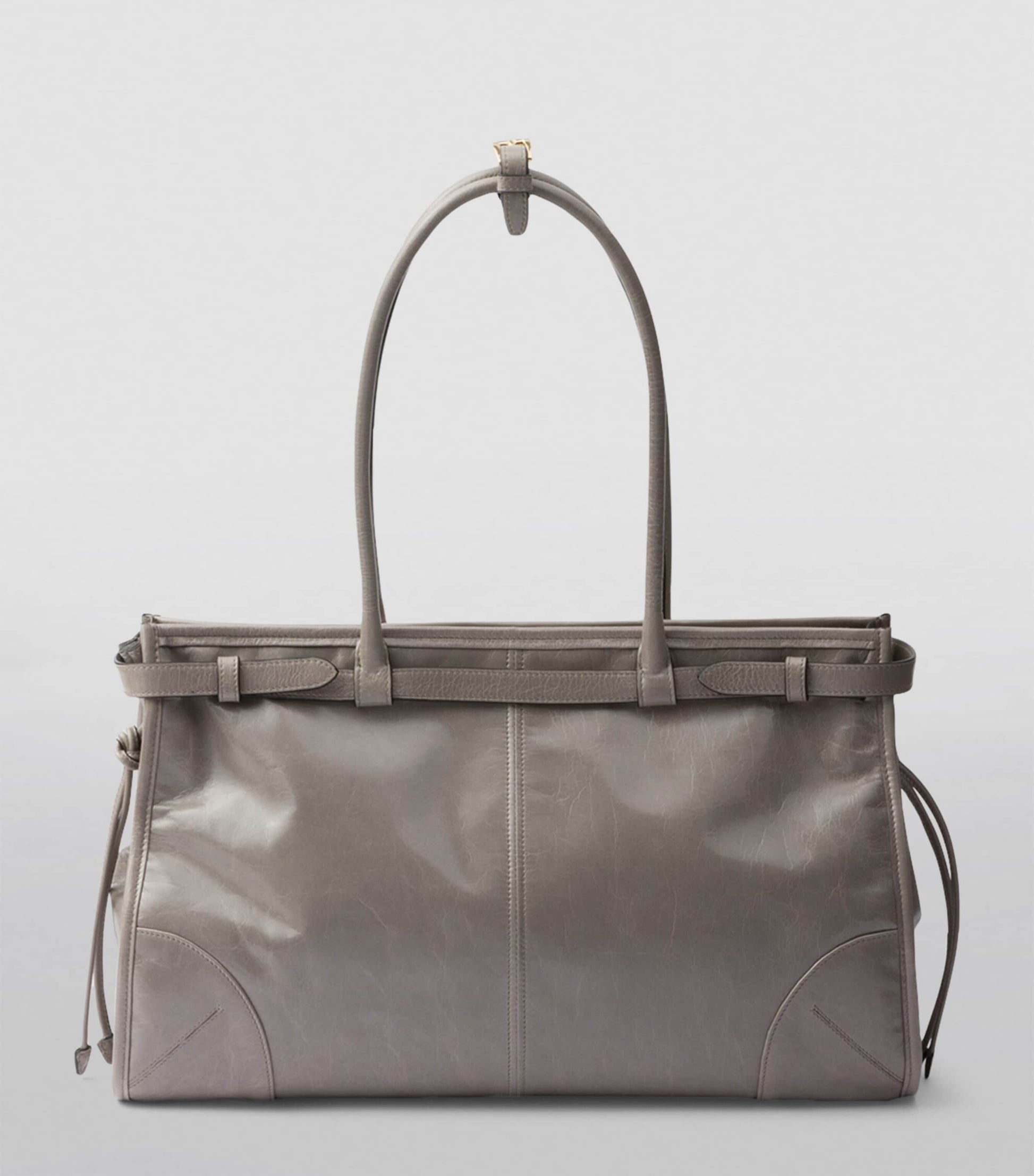 Prada Grey Large Leather Top-Handle Bag