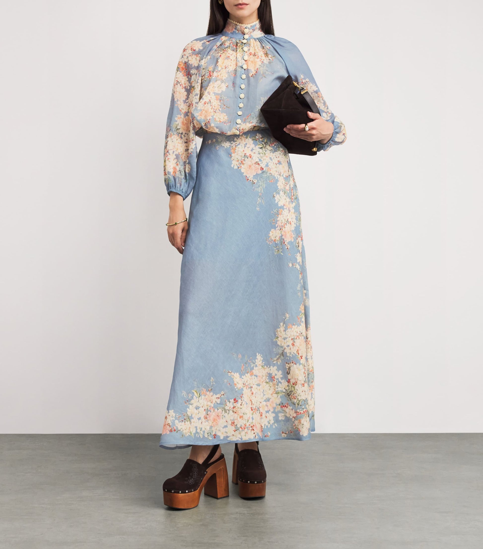 Zimmermann Blue Ramie Cascadian Billow Blouse