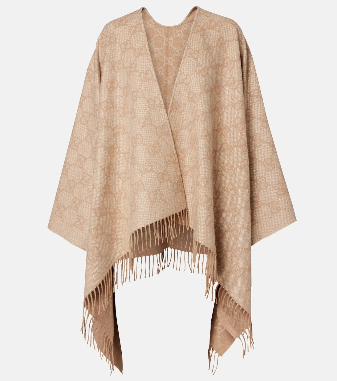 Gucci - GG fringed cashmere-blend lamé cape