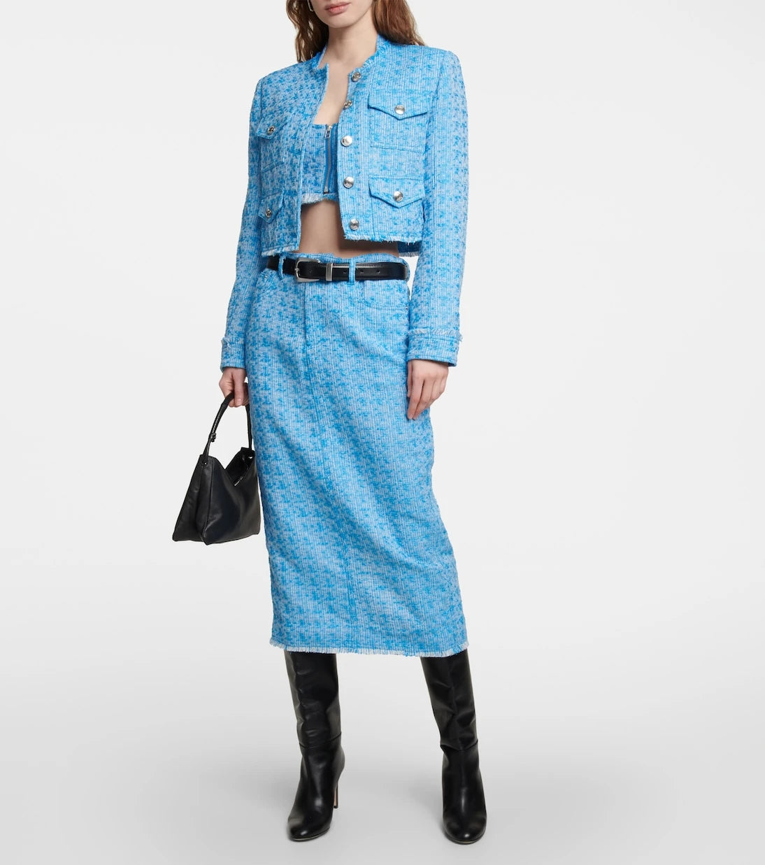 Staud - Guinevere tweed midi skirt