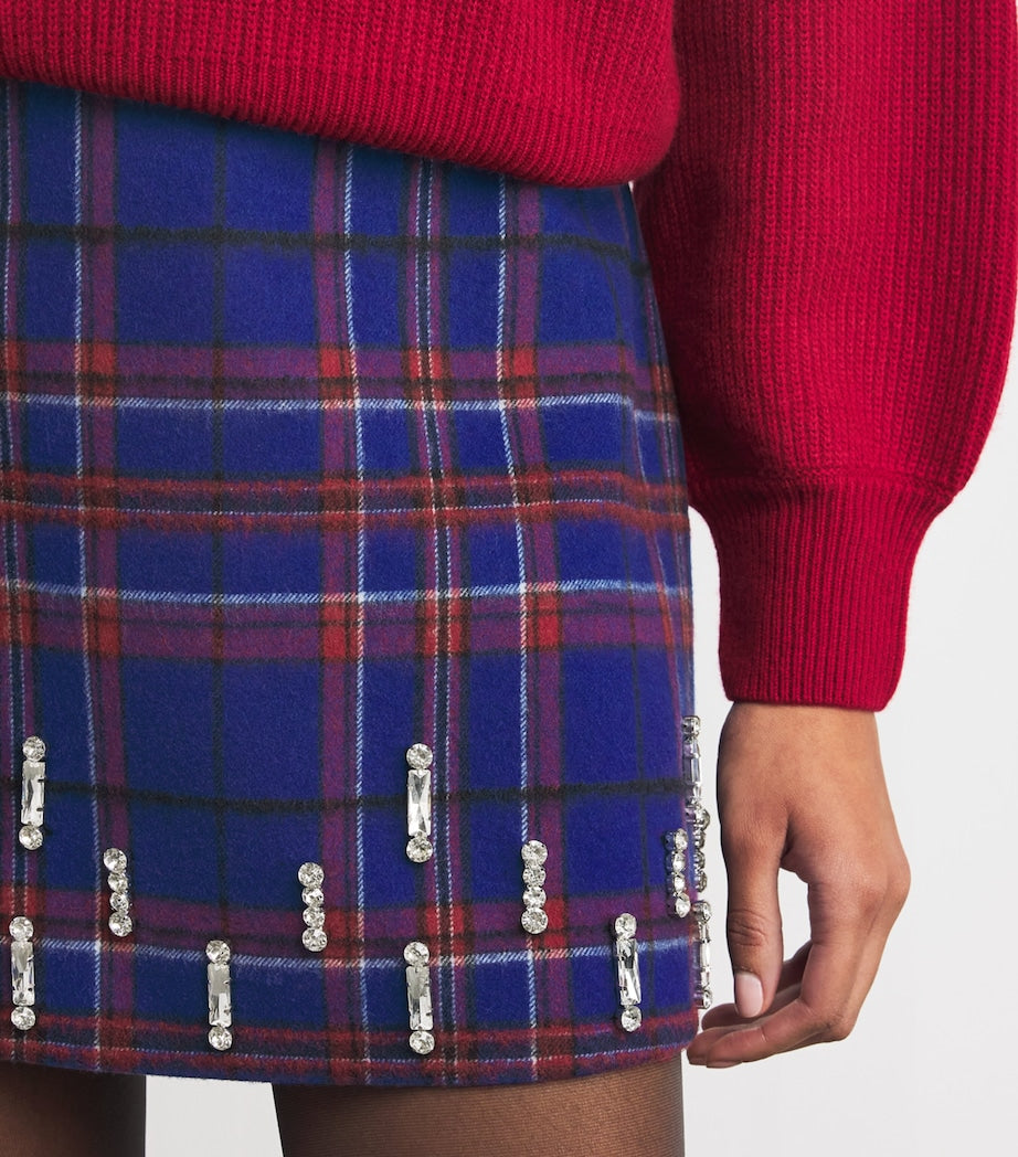 MAX&Co. Blue Wool-Blend Tartan Mini Skirt