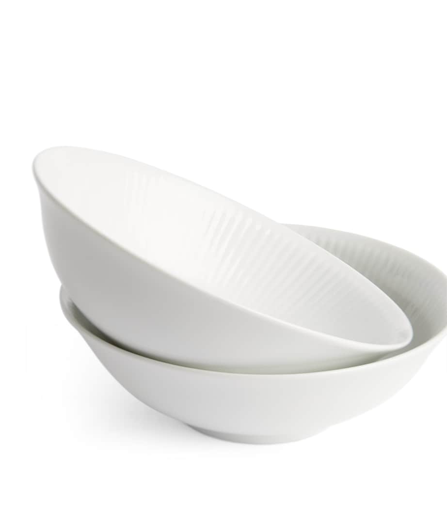 Set of 2 White Fluted Bowls (15cm)
