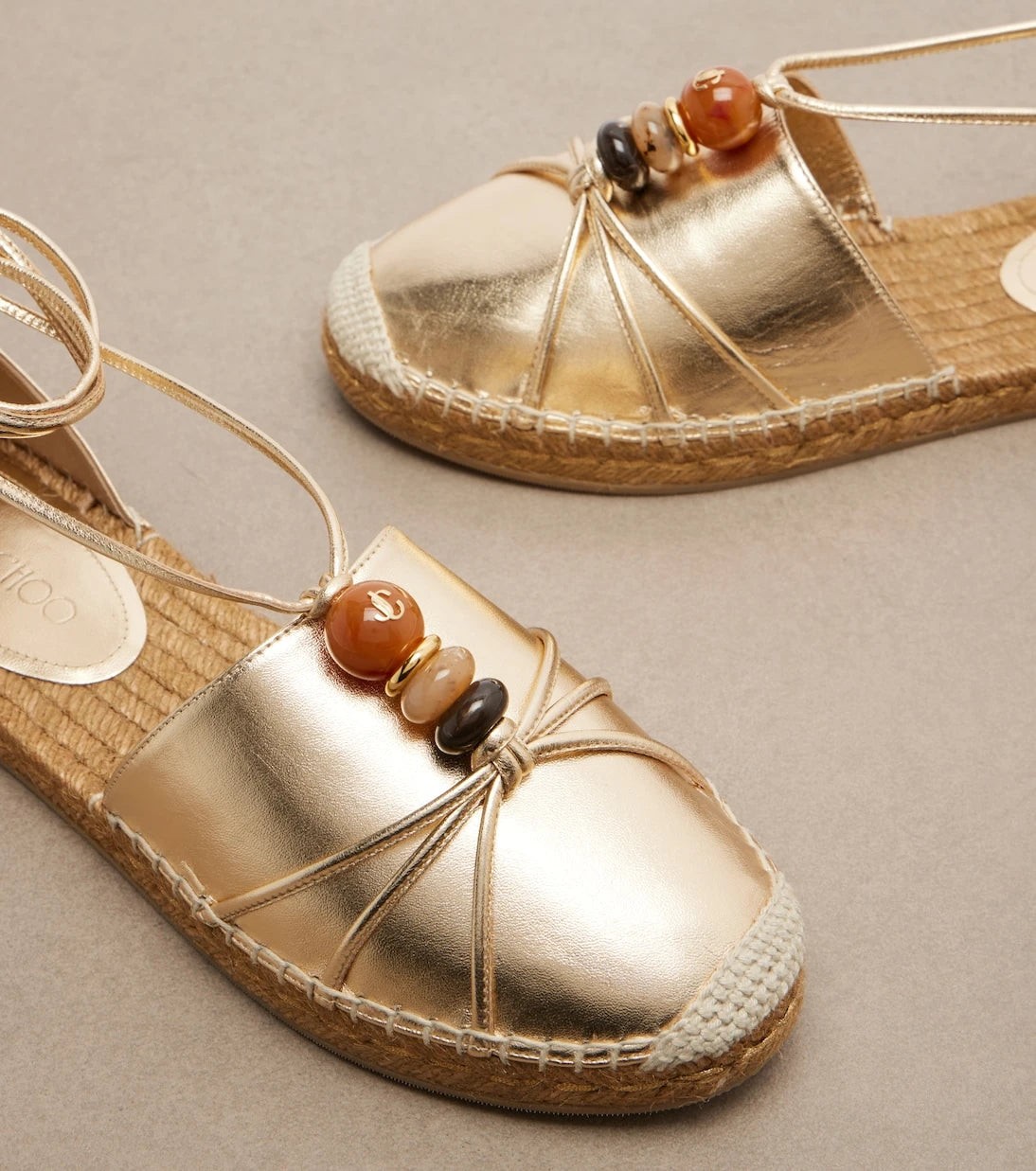 Jimmy Choo - Lemi embellished metallic leather espadrilles