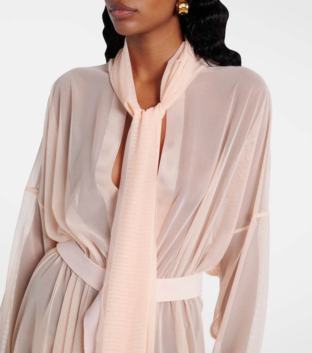 Norma Kamali - Tie-neck chiffon minidress