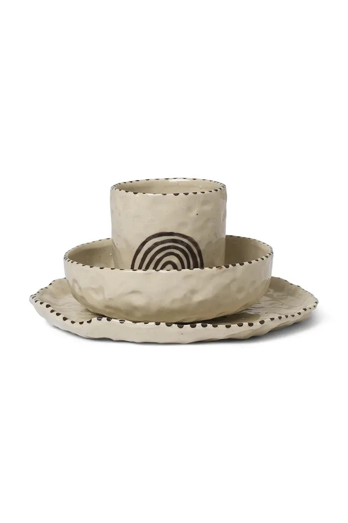 Детски комплект за закуска ferm LIVING Naive Ceramic Set (3 броя)