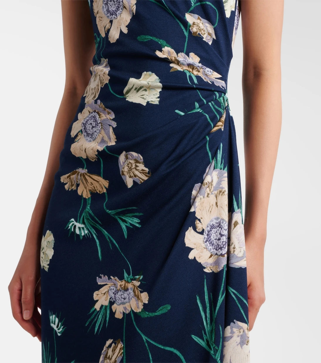 Erdem - Draped floral jersey midi dress