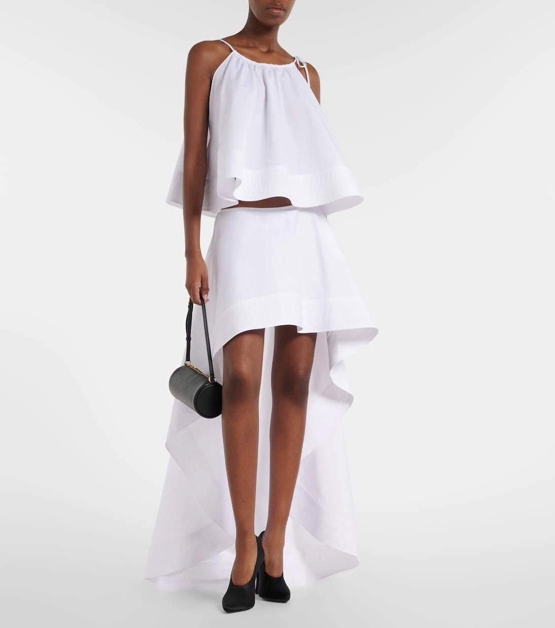 Stella McCartney - Asymmetric ruffled cotton poplin miniskirt