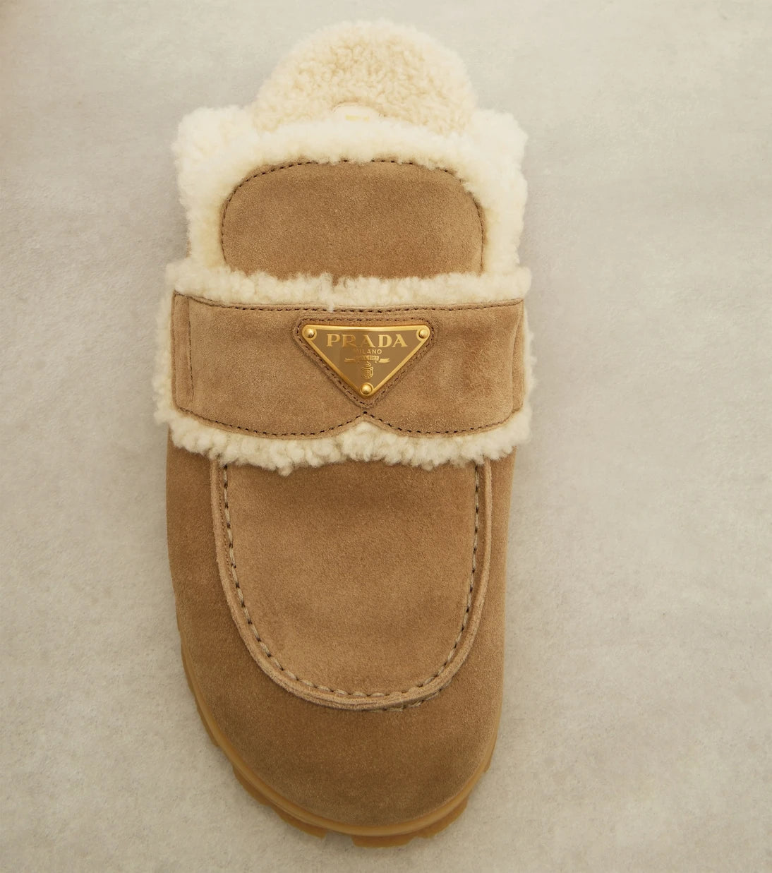 Prada - Shearling-lined suede mules