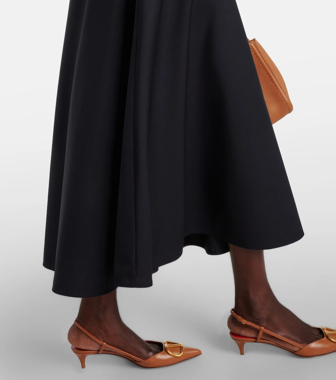 Valentino - Belted logo wool-blend midi dress