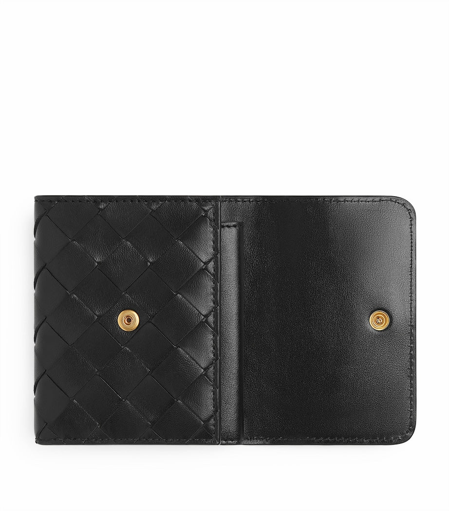 Bottega Veneta Gold Leather Intrecciato Trifold Wallet