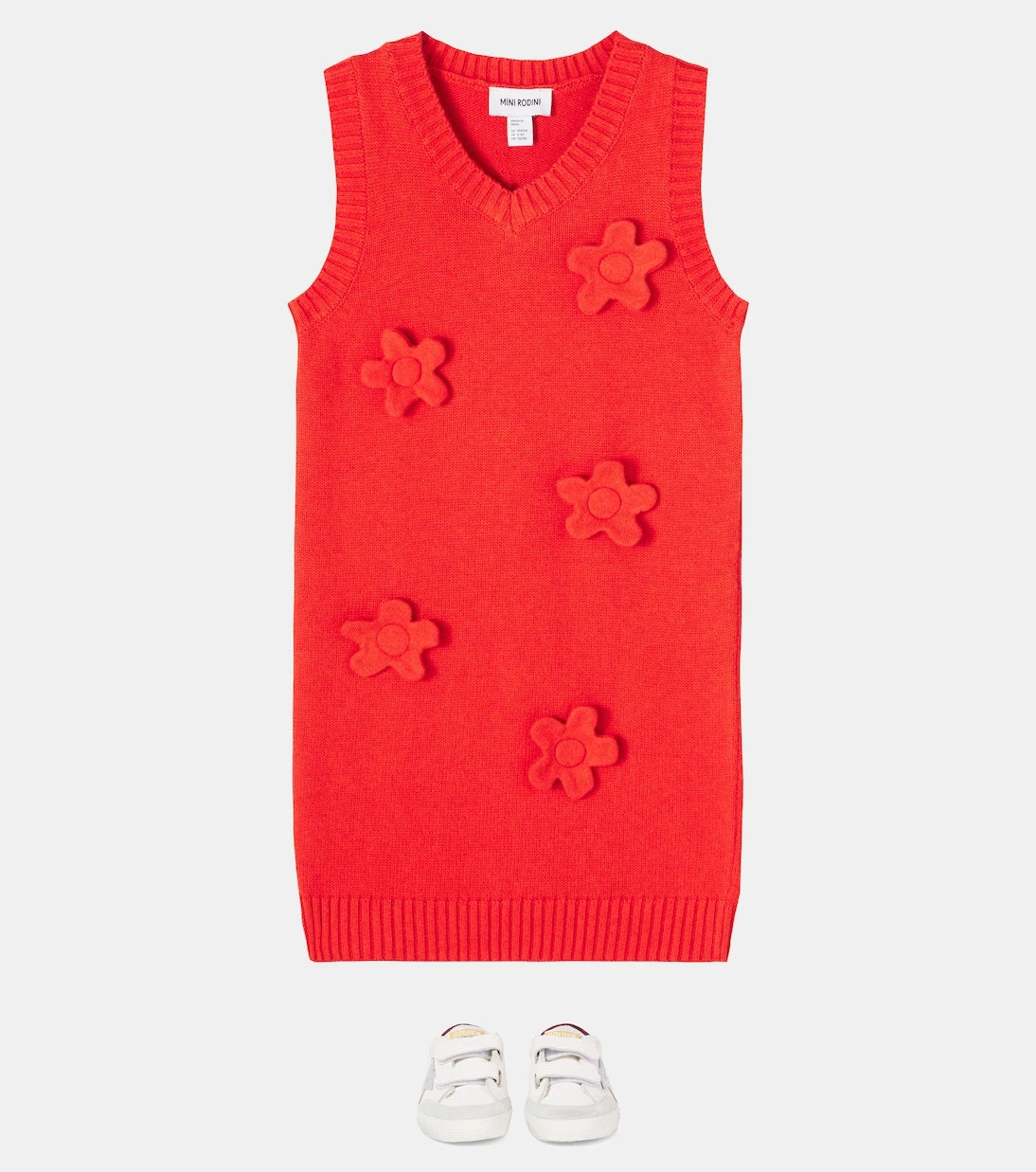 Mini Rodini - Floral-appliqué cotton and wool dress