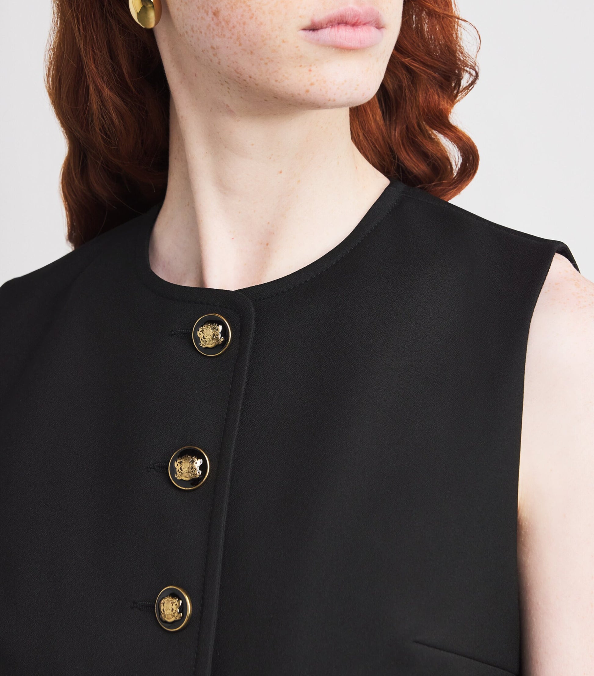 Sandro Paris Black Button-Up Crop Top