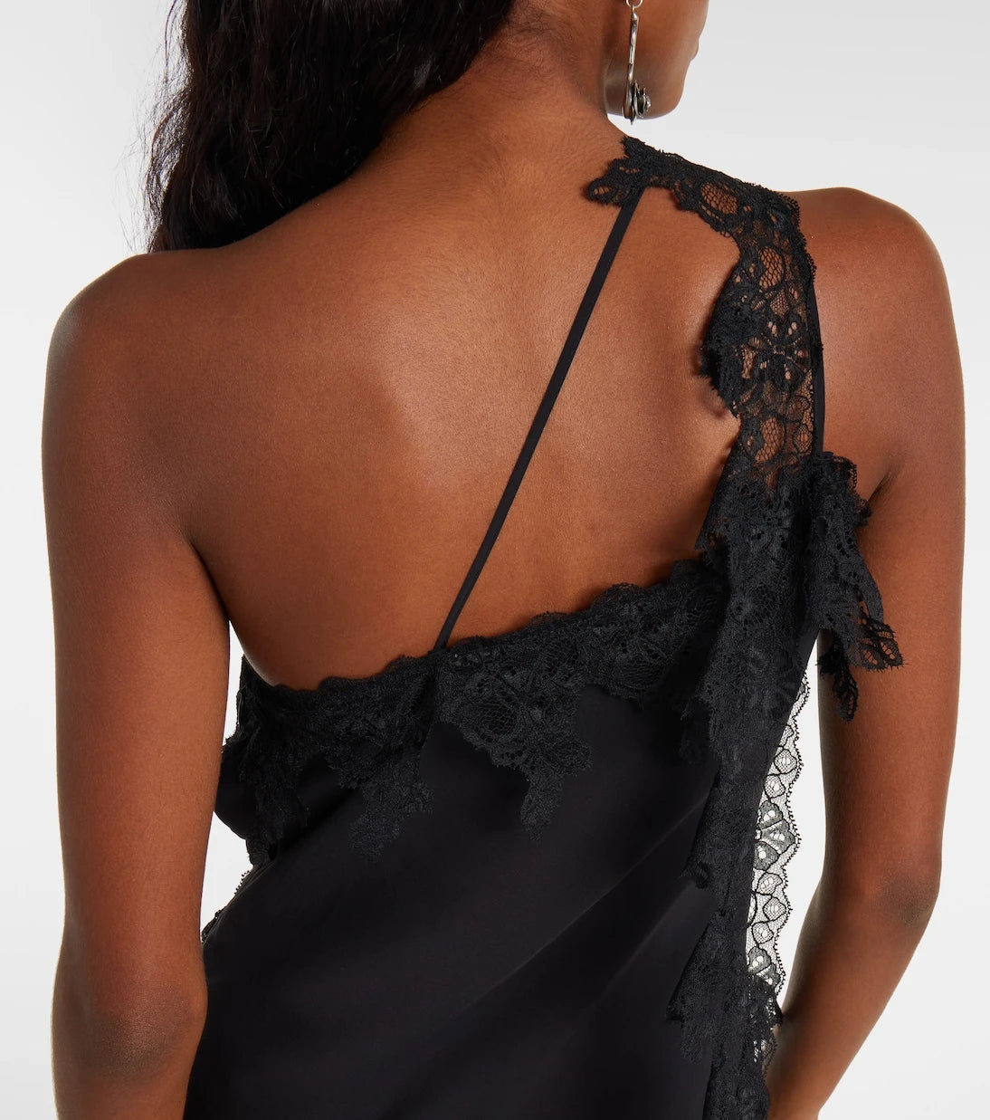 Blumarine - Asymmetric lace-trimmed midi dress