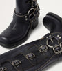 Miu Miu Black Leather Buckle Boots 50
