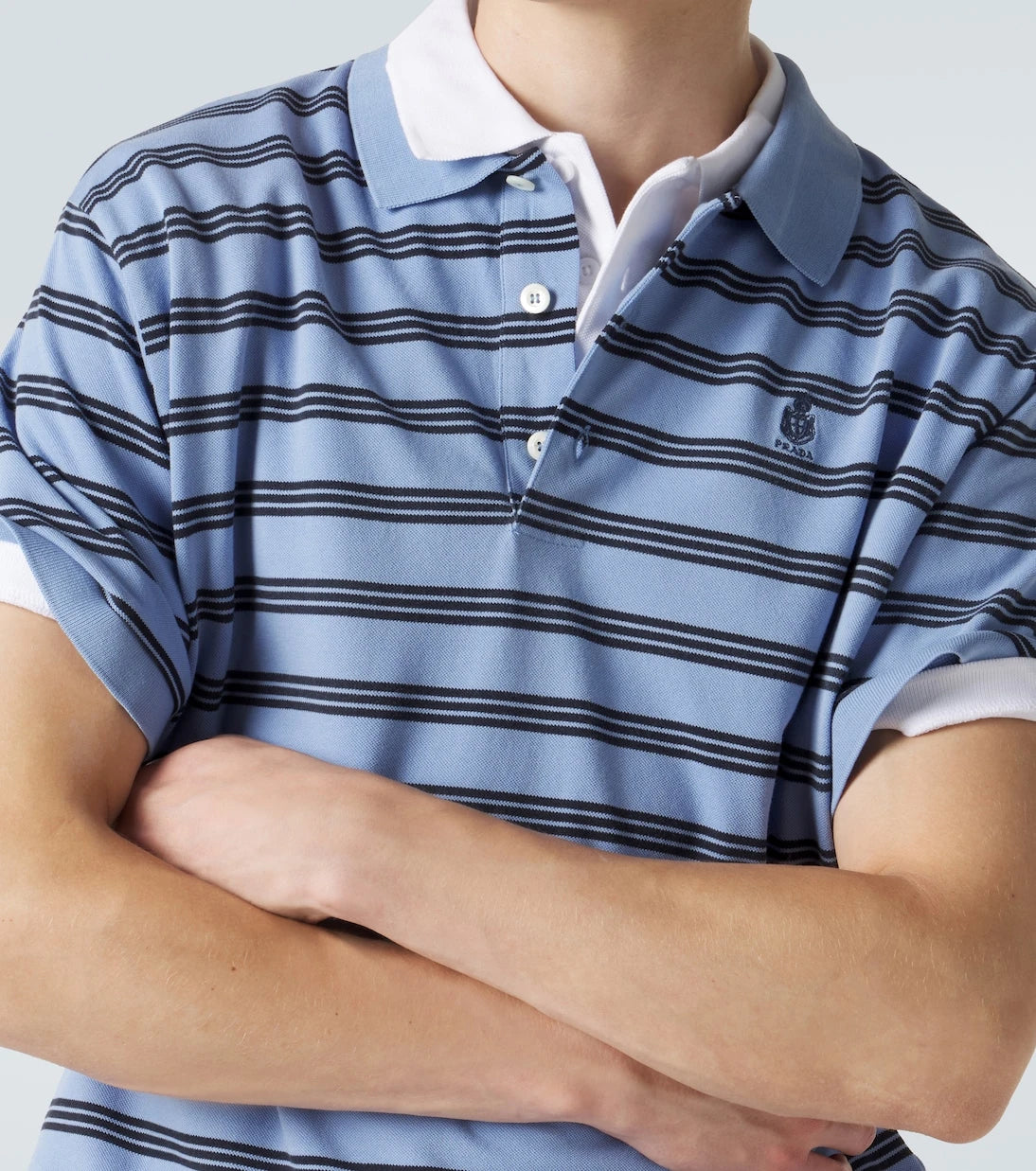 Prada - Striped cotton piqué polo shirt
