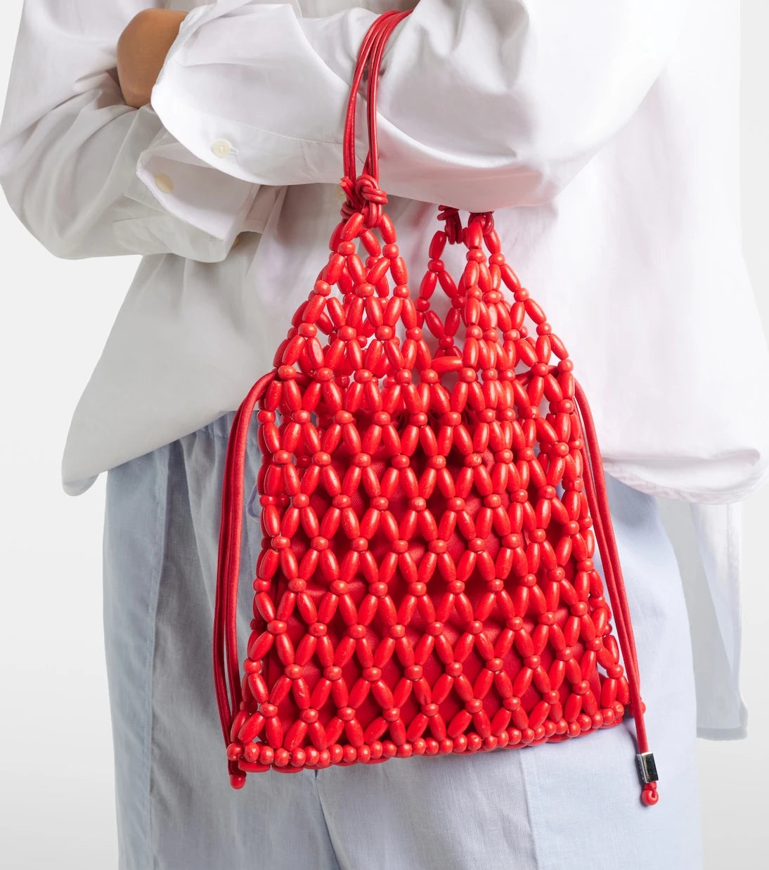 Staud - Karla beaded top-handle bag
