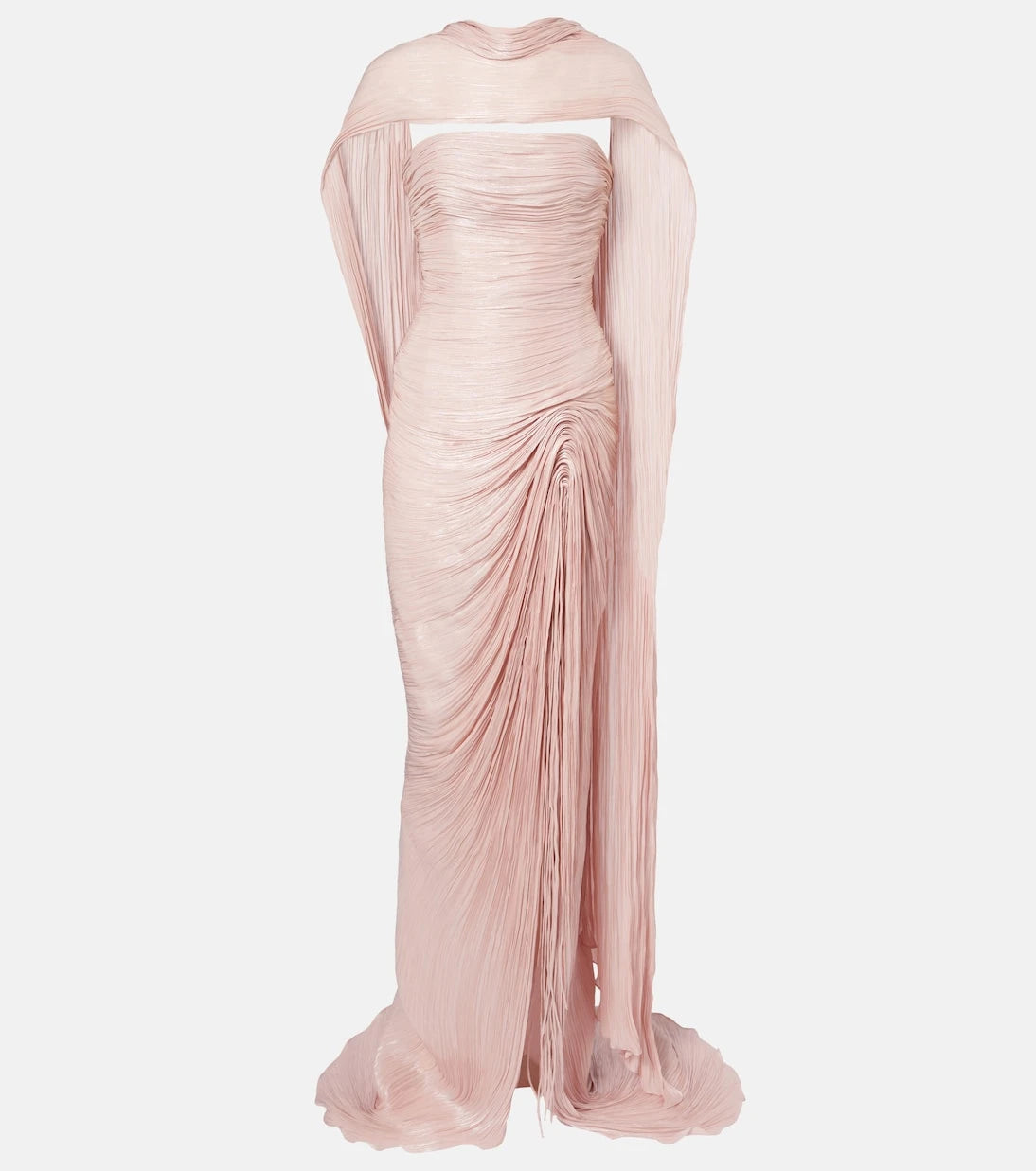 Marmar Halim - Draped pleated scarf-detail bustier gown