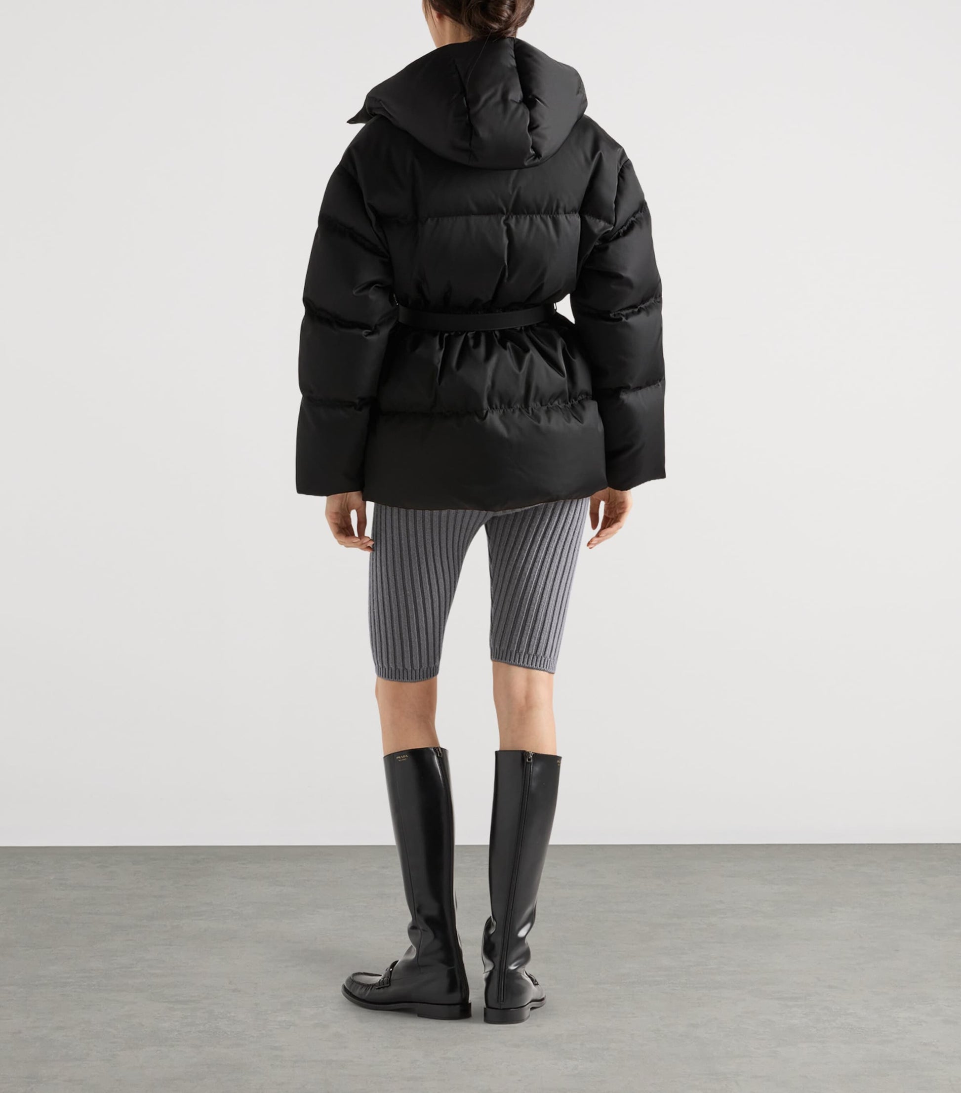 Prada Black Down Re-Nylon Hooded Jacket