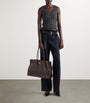 Prada Brown Large Leather Buckle Tote Bag