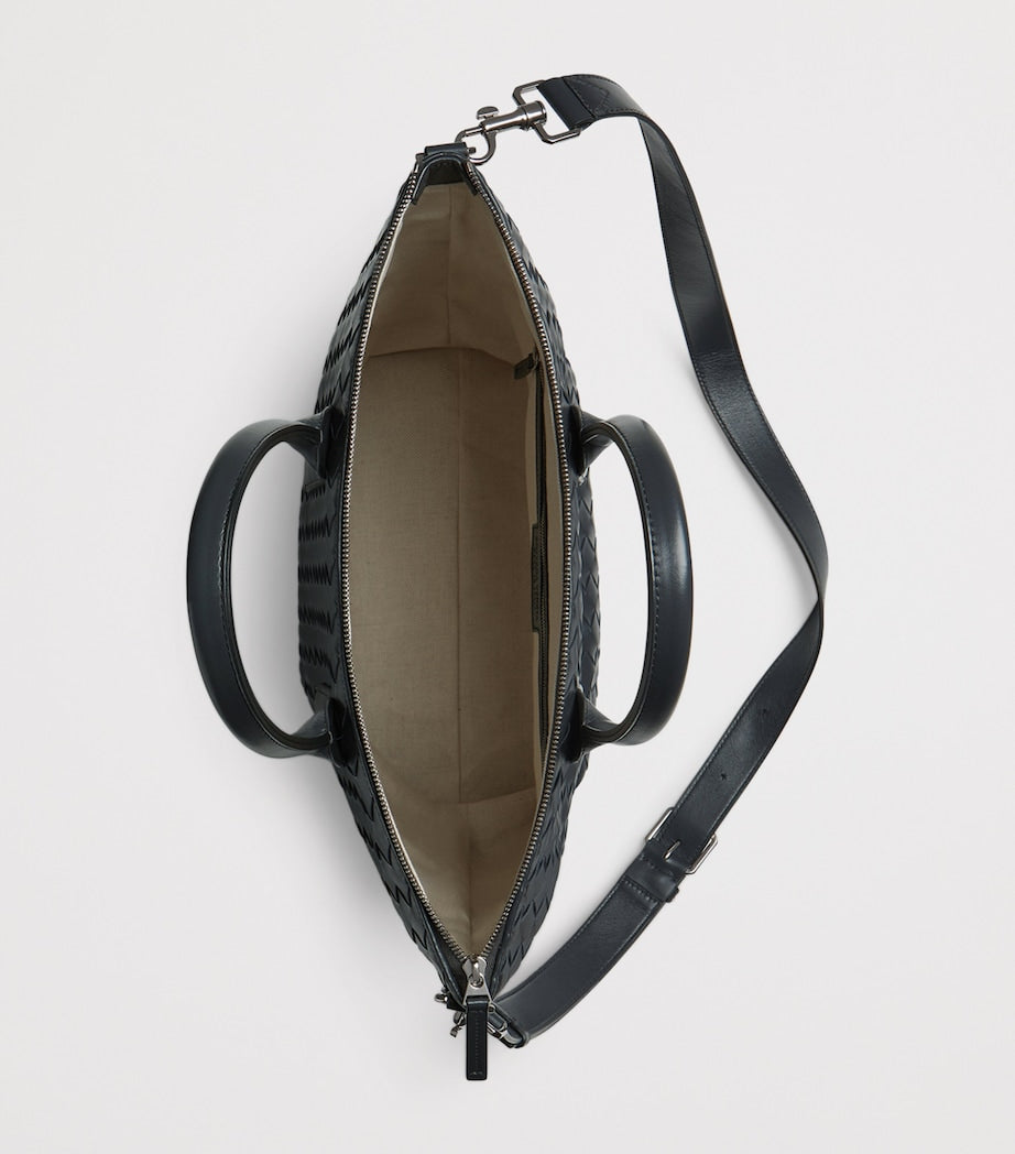 Leather Intrecciato North-South Tote Bag