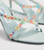 Turquoise Blanche 90 Satin Heeled Sandals