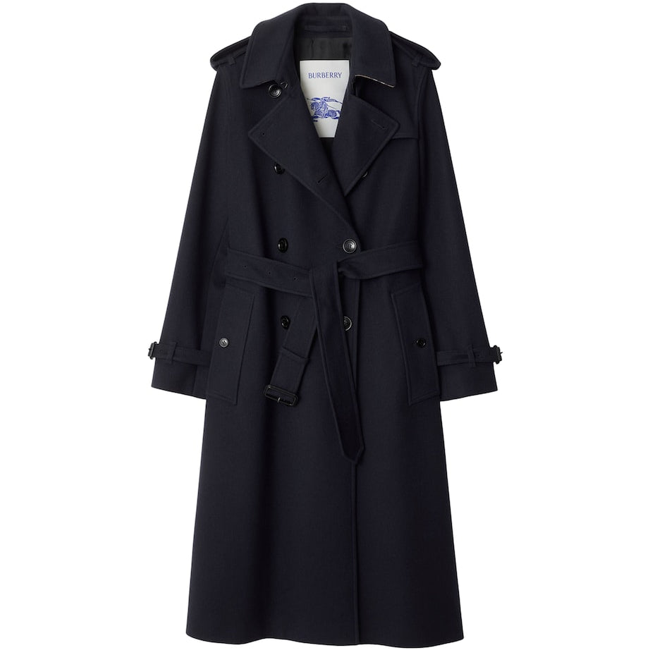 Burberry Navy Cashmere Long Kensington Heritage Trench Coat