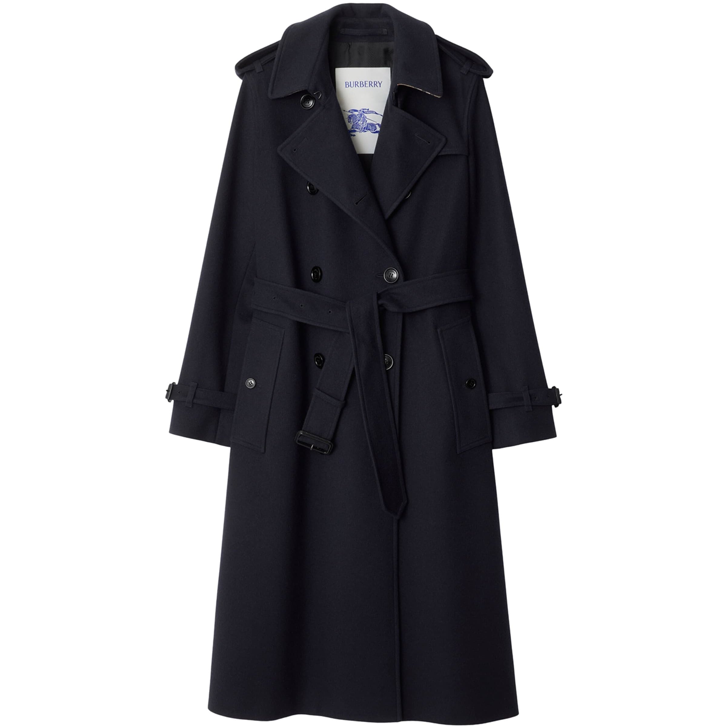 Burberry Navy Cashmere Long Kensington Heritage Trench Coat