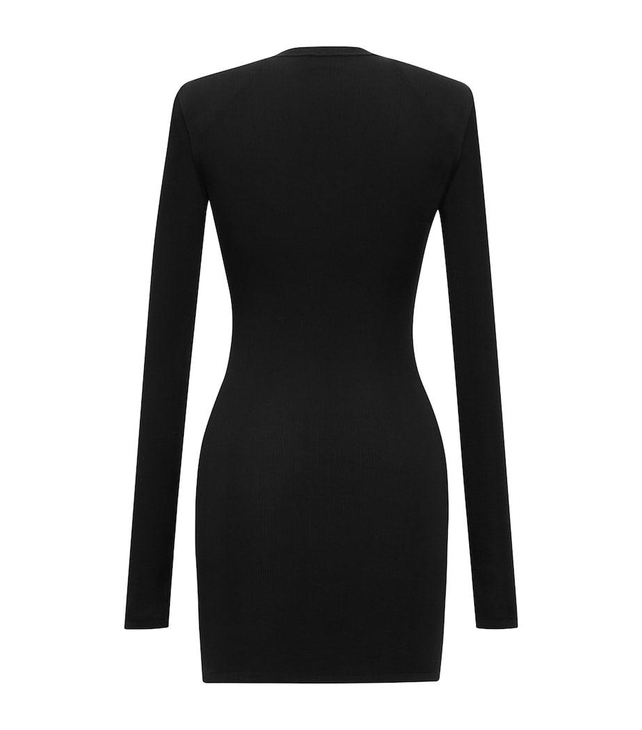 Saint Laurent Black Long-Sleeve Mini Dress