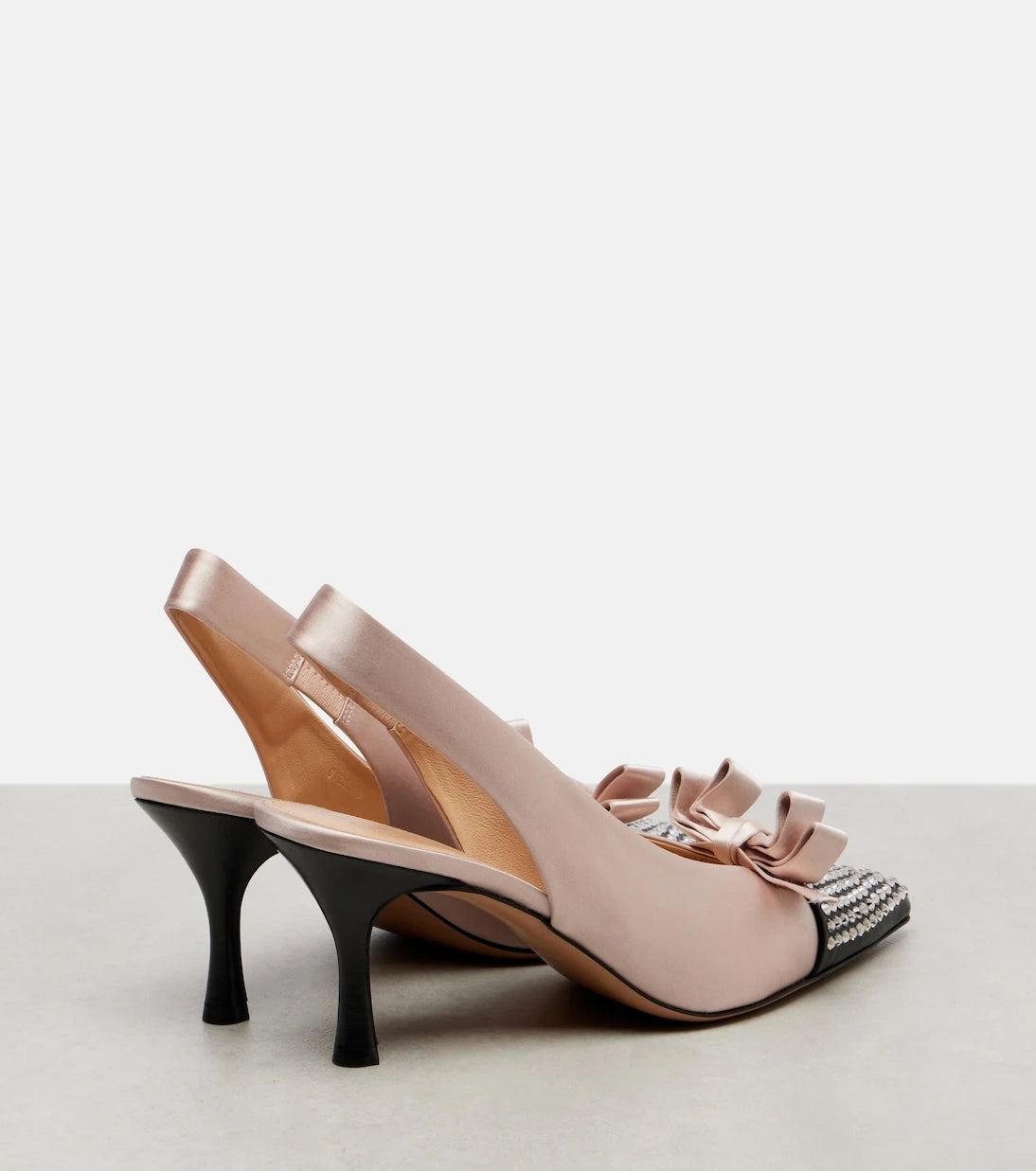 Chloé - Alba studded leather-trimmed satin pumps