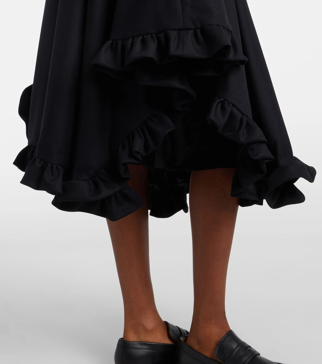 Noir Kei Ninomiya - Ruffled tiered wool midi skirt